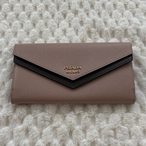 Prada Saffiano Leather Wallet-1MH030-Authentic-EUC